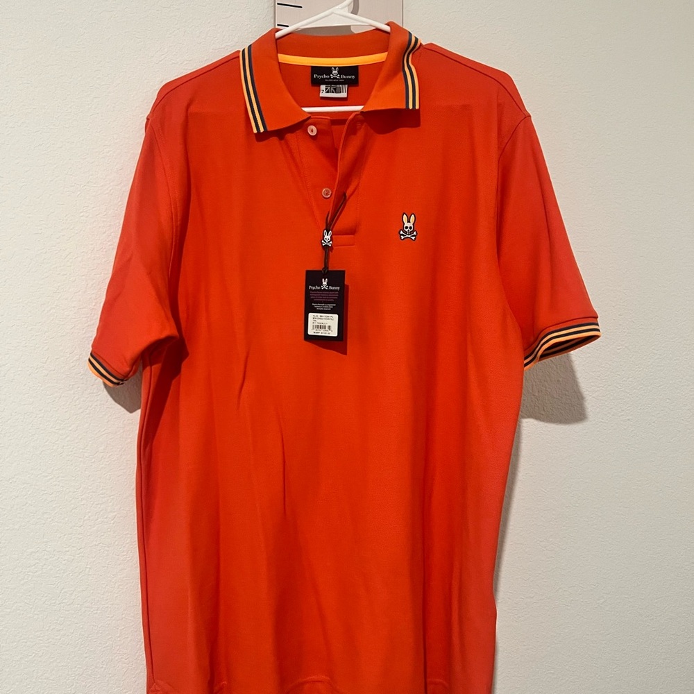 Psycho Bunny Men's Vibrant Orange Polo